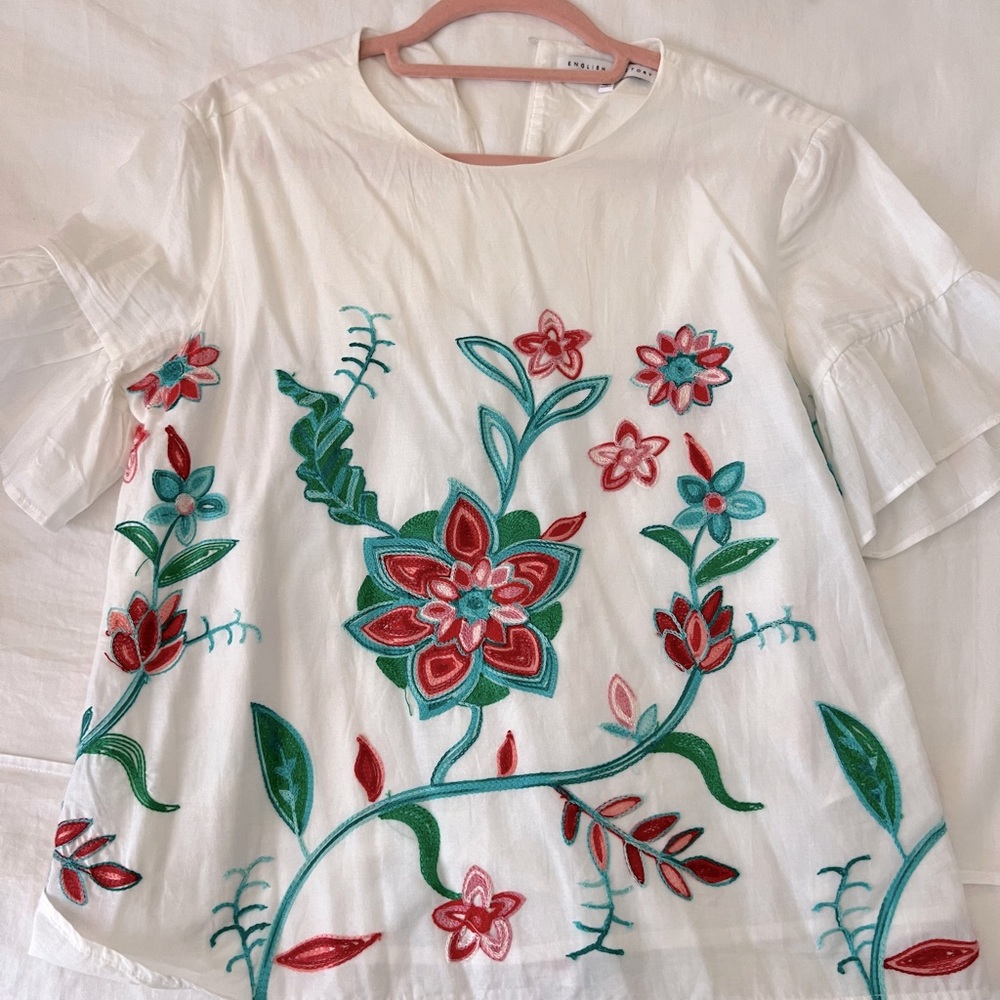 English Factory embroidered top
